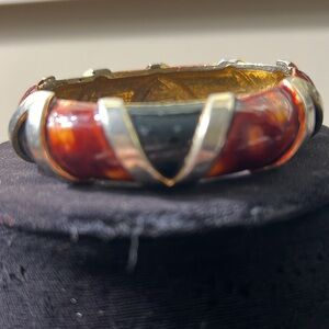Vintage Original Robert Animal Print  brown/black/gold enamel Bangle Braclet